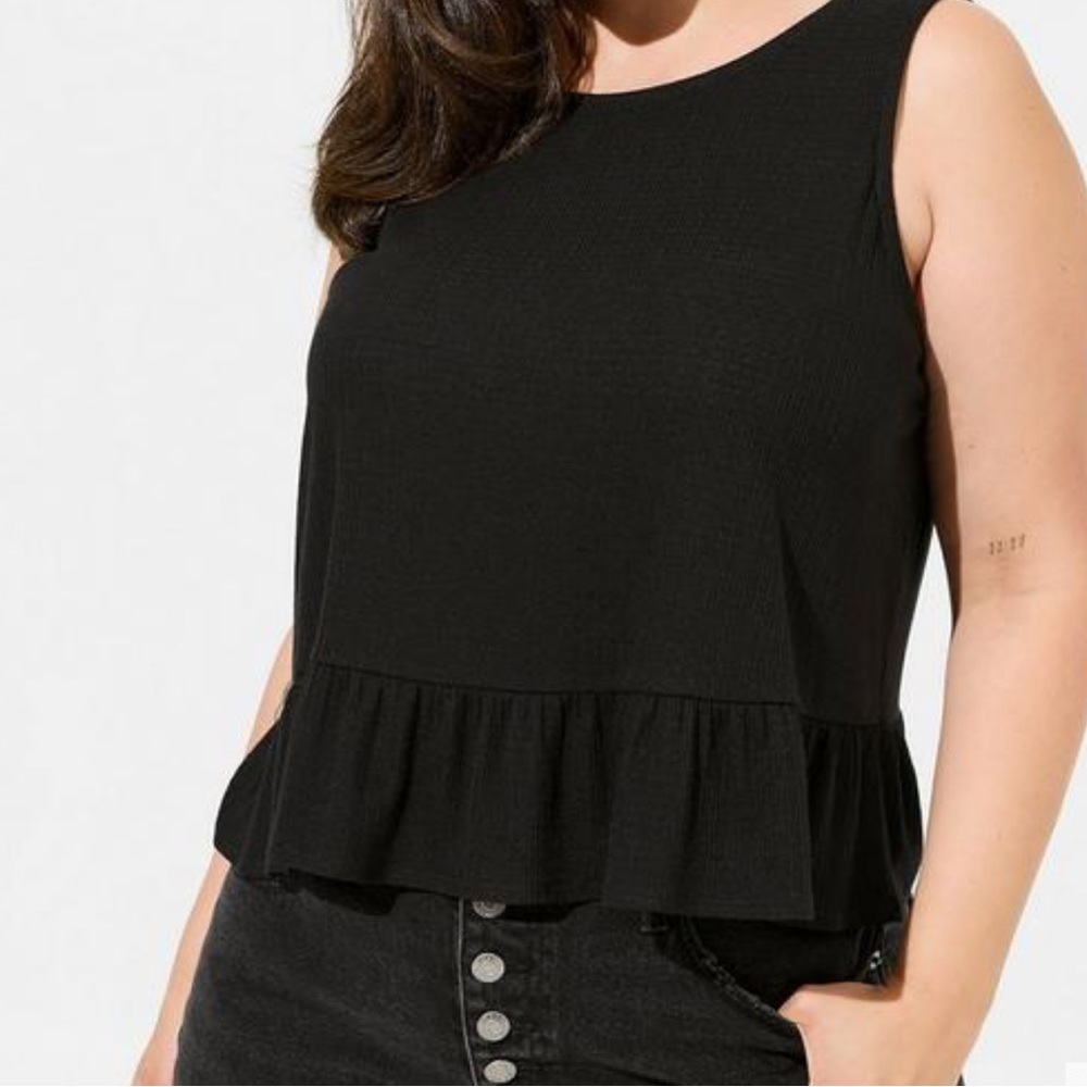 Torrid Black Texture Studio Knit High Neck Ruffle Crop Top Sz 1x